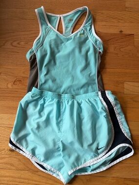 Nike Aqua Blue Athletic Shorts with Black Panels, top is included for free